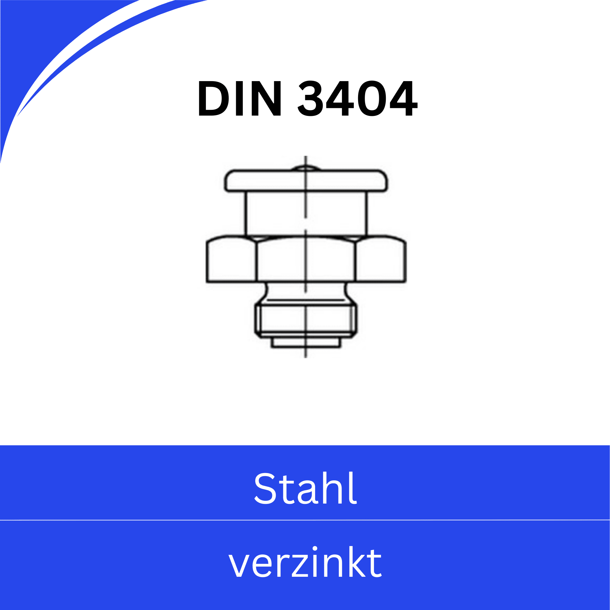 Bild von DIN 3404 ➤ Flachschmiernippel mit rundem Kopf (Stahl verzinkt)